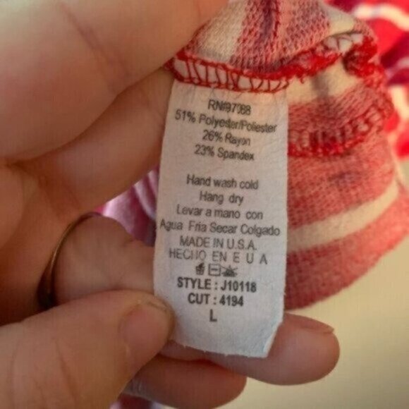 Delia’s Short Sleeve Sweater Wide Neck Red White Stripe L - Picture 7 of 9